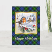 Adam Wappen & Tartan w/Robin Personalisierte Weihn Karte (Vorderseite)