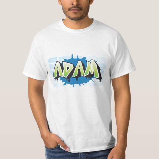 Adam Your Name Graffiti Brick Wall Stylized T-Shirt (Vorderseite)