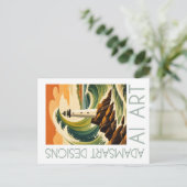 Adams Art Designs Lighthouse Wave Vintage Coastal Postkarte (Stehend Vorderseite)