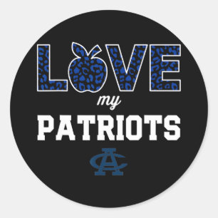 Adams Central Patriots Logo Liebe Mein Team HS Runder Aufkleber