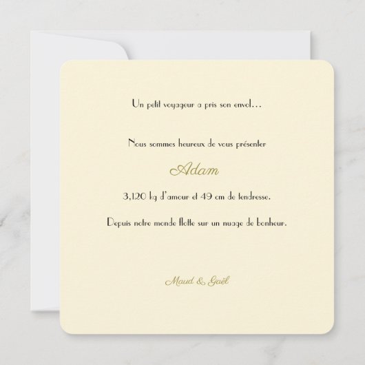 Adams Geburt Einladung (Rückseite)