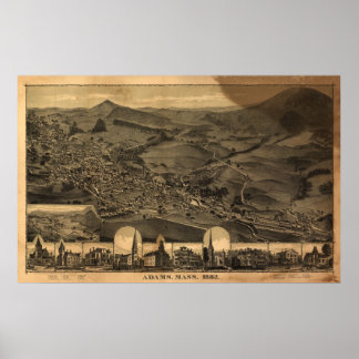 Adams Massachusetts 1882 Antique Panoramabalkarte Poster