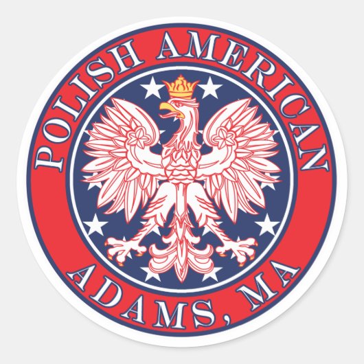 Adams Massachusetts Polnisch Runder Aufkleber (Vorderseite)