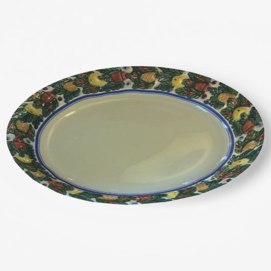 Adams TitianWare Della Robbia c1900 handgemalt Pappteller (Schrägansicht)