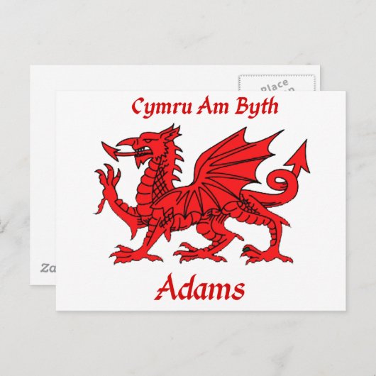 Adams Welsh Dragon Postkarte (Vorne/Hinten)