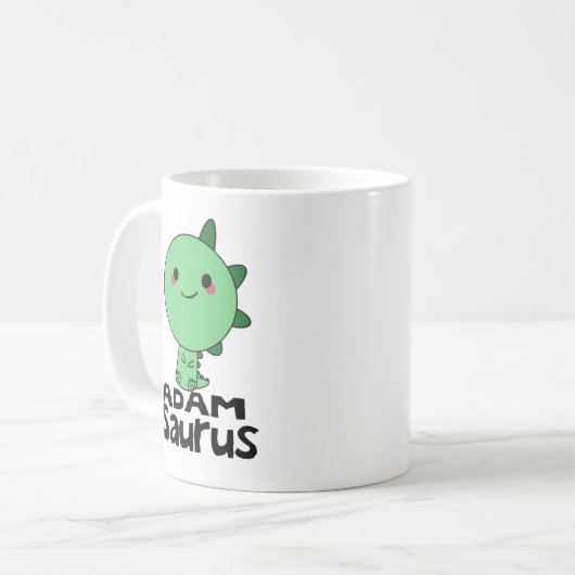 Adamsauraus, Name Adam, Dino-Liebhaber, Dinosaurie Kaffeetasse (Vorderseite Links)