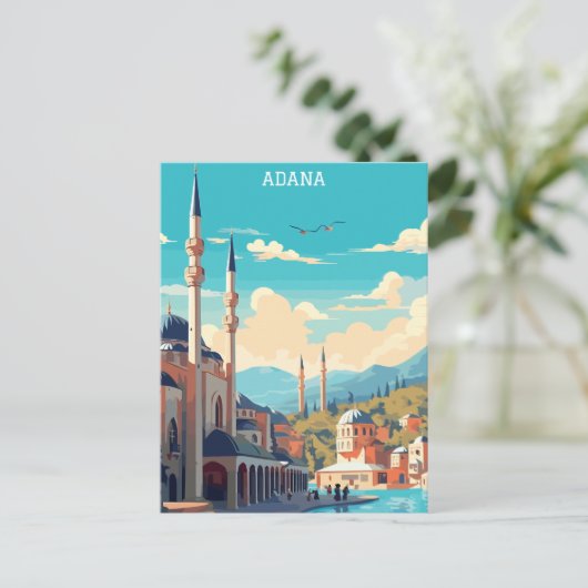 Adana Turkey Retro Vintage Travel Postkarte (Stehend Vorderseite)