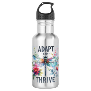 Adapt and Thrive - Artistic Dragonfly Edelstahlflasche