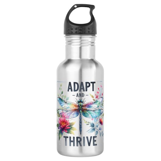 Adapt and Thrive - Artistic Dragonfly Edelstahlflasche (Vorderseite)