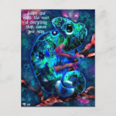 'Adapt' Whimsical Chameleon Inspiration Aquamarin Postkarte (Vorderseite)