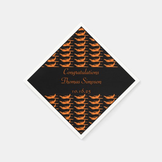 Adaptierbare orangefarbene schwarze Flugzeugservie Serviette (Ecke)