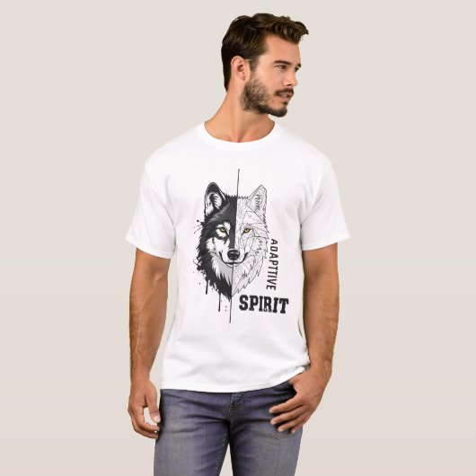 Adaptive Spirit Wolf Modern Art T-Shirt (Vorne ganz)