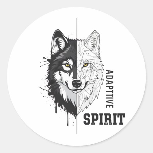 Adaptive Spirit Wolf Round Sticker (Vorderseite)