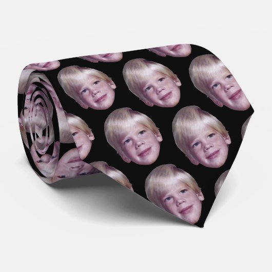 Add 1 Floating Head Photo Half Drop Pattern black Krawatte (Gerollt)