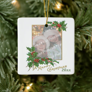 Add-A-Foto Vintag Happy Weihnachtskarte Keramikornament