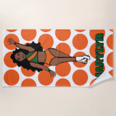 Add A Name  Beach Towel Green /Orange Strandtuch (Vorderseite)