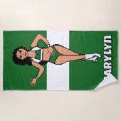 Add A Name  Beach Towel Green /White Strandtuch (Vorderseite)