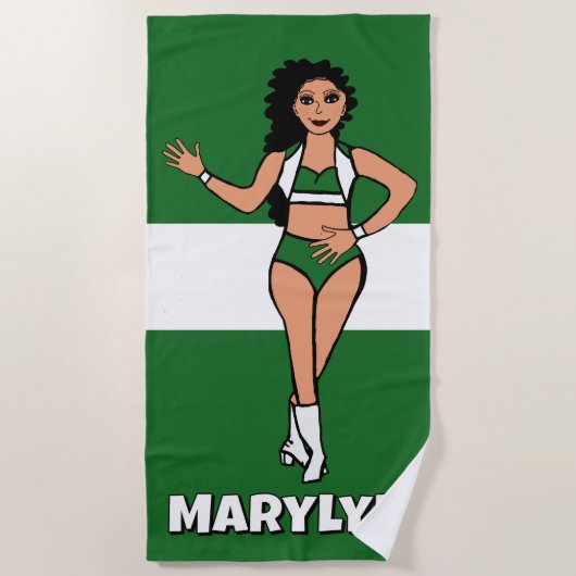 Add A Name  Beach Towel Green /White Strandtuch (Vorderseite)