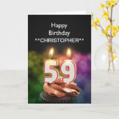 Add a name to this 59th birthday card candles karte (Gelbe Blume)