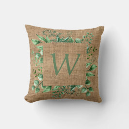 ADD-BRIEF - Monogram Greenery Burlap gedruckt Kissen