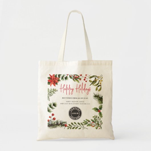 Add Business Logo Company Christmas Employees Swag Tragetasche (Vorne)