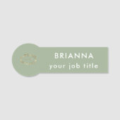 Add Business Logo Modern Sage Green Professional Namensschild (Vorderseite)