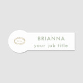 Add Business Logo Modern Sage Green Professional Namensschild (Vorderseite)