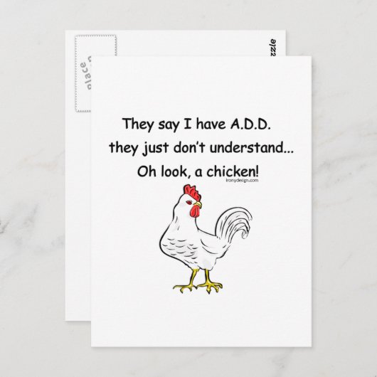 ADD Chicken Spaß Postkarte (Vorne/Hinten)