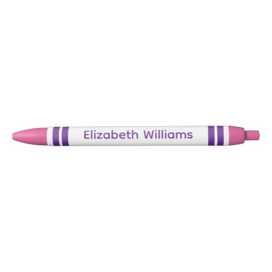 Add custom name stripes pink purple kugelschreiber (Vorderseite)