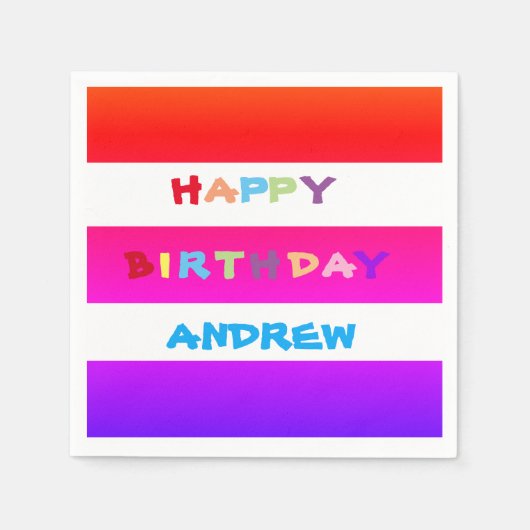 ADD EIGENEN NAME Cocktail Happy Birthday Paper Nap Serviette (Vorderseite)