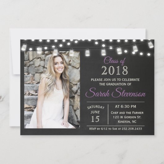 ADD FOTO - Abschluss Mason Jar Lights Einladung (Vorderseite)