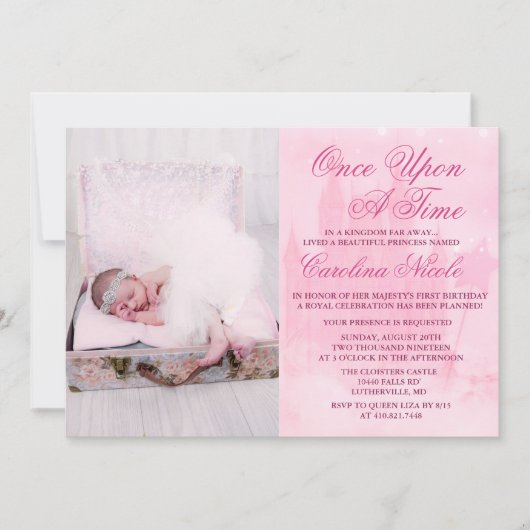 ADD FOTO - Fairytale Castle Birthday Einladung (Vorderseite)