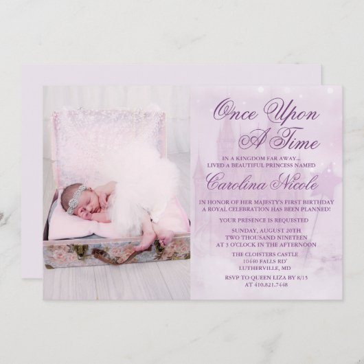 ADD FOTO - Fairytale Castle Birthday Einladung (Vorne/Hinten)