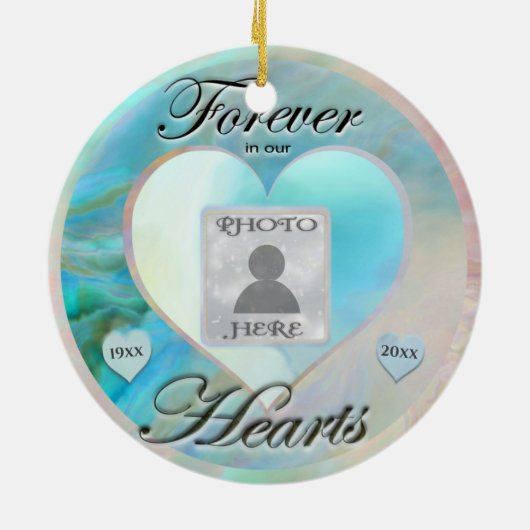 Add Foto Heart Memorial Keramik Ornament (Hinten)