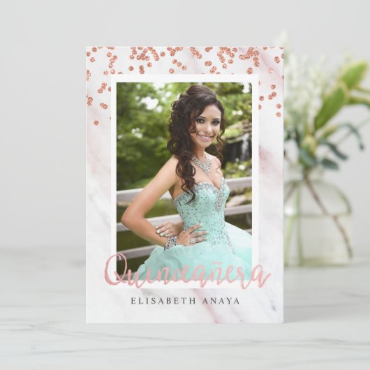 ADD FOTO - Modern Quinceanera Einladung (Stehend Vorderseite)
