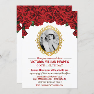 ADD FOTO - Rose Meilenstein Geburtstag Einladung