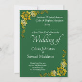 Add Guest Name Purple Emerald Green & Gold Wedding Einladung (Vorderseite)