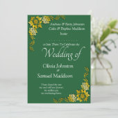 Add Guest Name Purple Emerald Green & Gold Wedding Einladung (Stehend Vorderseite)