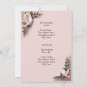 Add Guest Names, Doves and Pink Roses Invitation Einladung (Rückseite)