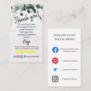 ADD IHR LOGO danke, dass Sie bestellen Einfügen eu Visitenkarte