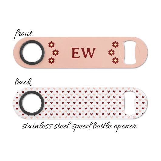 Add initials peach and burgundy speed flaschenöffner