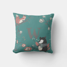 ADD LETTER - Nordische Landtiere Folkart Aquamarin Kissen