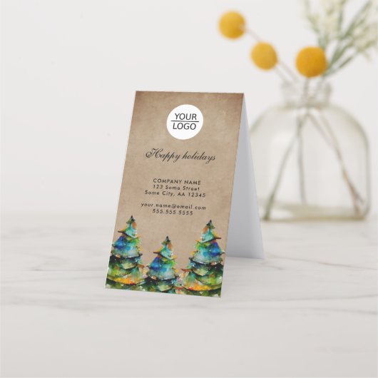 Add Logo Custom Text Christmas Tree 2026 Kalender Treuekarte (Vorderseite)