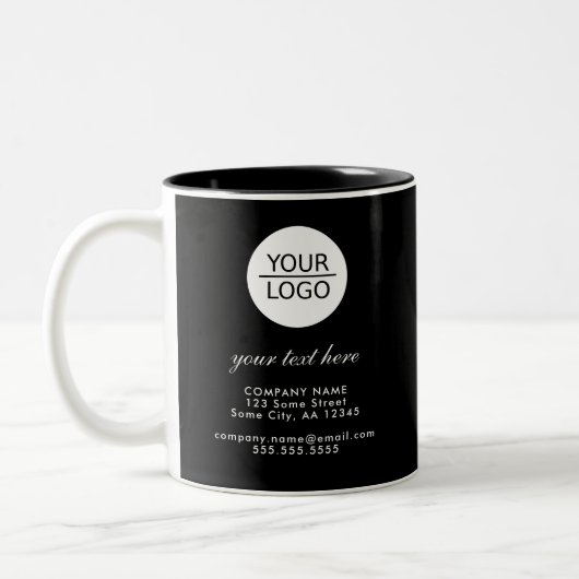 Add Logo Custom Text Company 2024 Calendar Zweifarbige Tasse (Links)