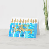 Add Logo Fun Blue Candles Business Happy Birthday Karte (Vorderseite)