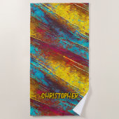 Add Name, Abstract Hombre Paint Stripes Strandtuch (Vorderseite)