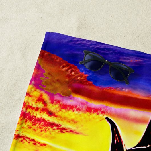 Add Name, Abstract Sailing Ship with Brown Sails Strandtuch (Beispiel)