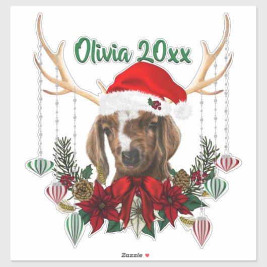 ADD NAME - Adorable Christmas Boer Kid Aufkleber (Blatt)