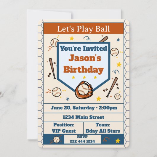Add Name - Baseball Birthday Invitation for Boys (Vorderseite)