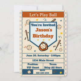 Add Name - Baseball Birthday Invitation for Boys